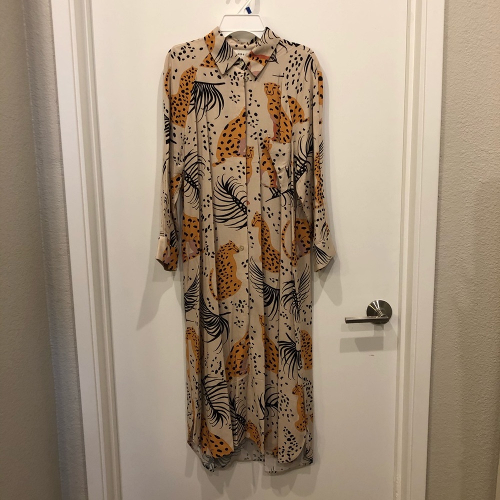 Leopard print button down dress